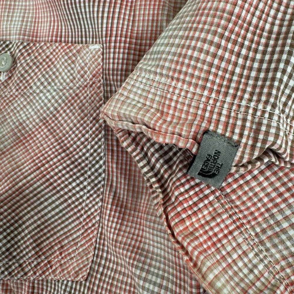 The‎ North Face Shirt Men XL Orange Gorpcore Trail Cargo Tech Short Sleeve